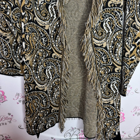 Nada Del Riccio cardigan wrap belted belt sweater fringe made in Italy brand new - Picture 13 of 16